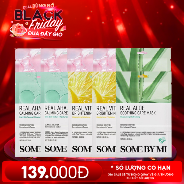  Combo Some By Mi 10 Miếng Mask: Mặt Nạ Dưỡng Da Glutathione + Aloe Soothing + Vitamin Brightening + Vitamin AHA-BHA-PHA 