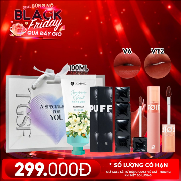  Combo Quà Tặng 20/11: Son Kem Lì/ Son Bóng Pha Lê Merzy + Son Kem Lì FOIF Daily Velvet Tint + Kem Dưỡng Tay Jkosmec + Túi Quà 
