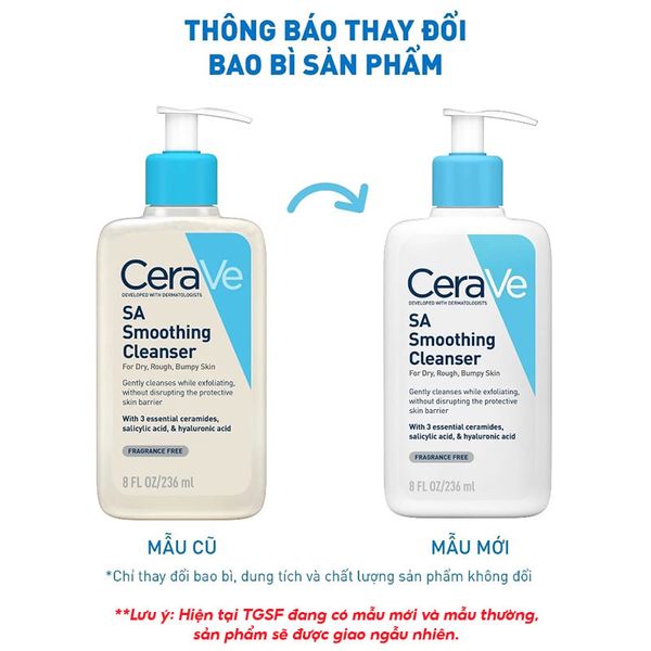  Sữa Rửa Mặt Cerave Làm Sạch Sâu Cho Da Mụn, Tẩy Da Chết Dịu Nhẹ Developed With Dermatologists SA Smoothing Cleanser 236ml 