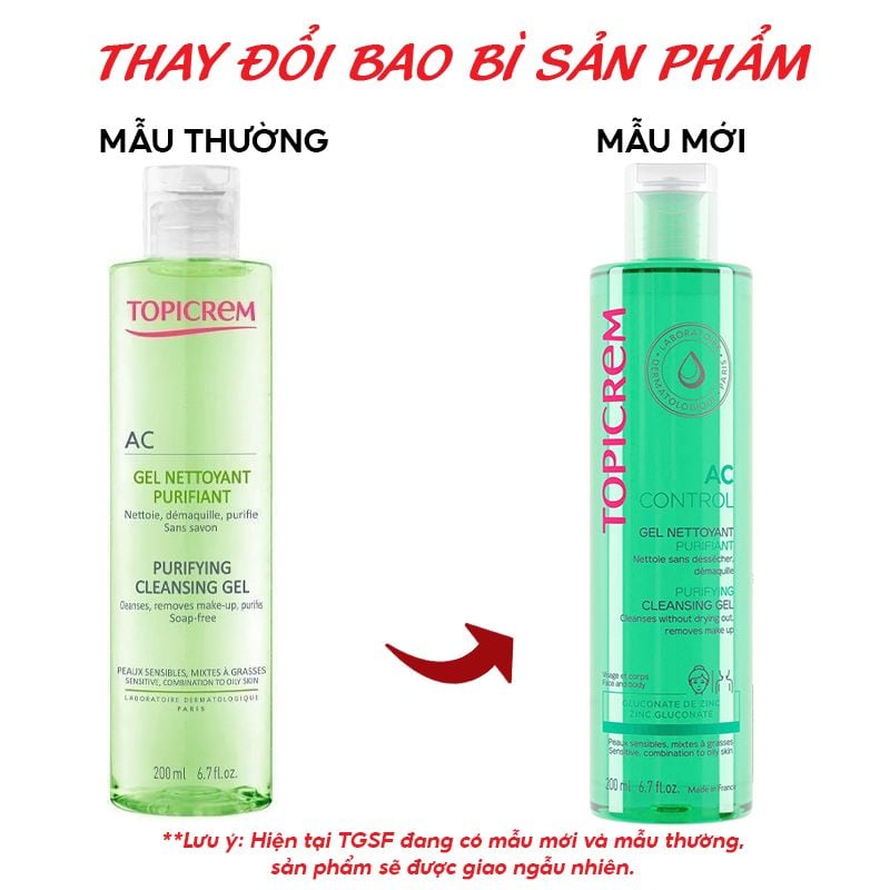 Sữa Rửa Mặt Dạng Gel Topicrem Dành Cho Da Dầu, Hỗn Hợp AC Control Purifying Cleansing Gel 200ml