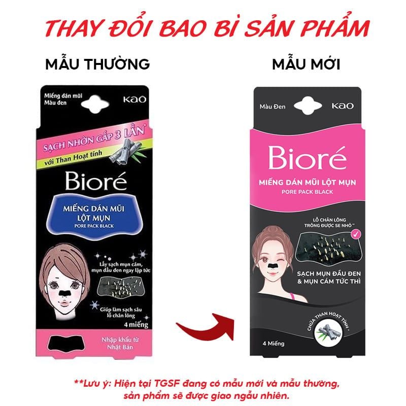[Hộp 4 Miếng] Miếng Dán Mũi Lột Mụn Bioré Pore Pack Black