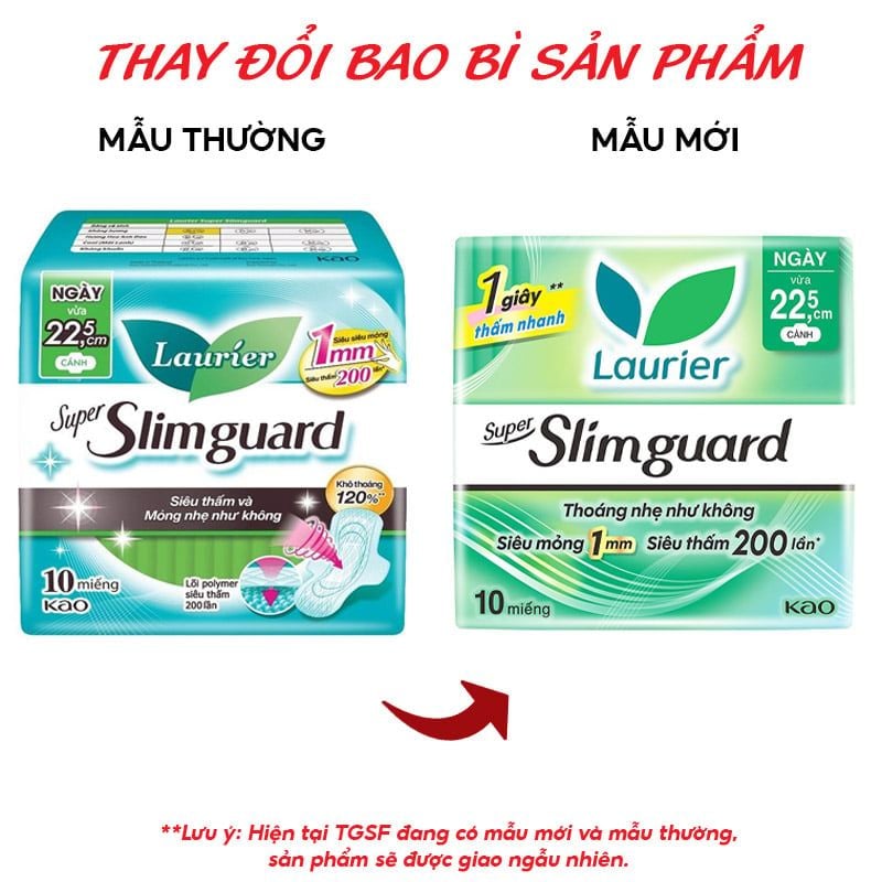 Băng Vệ Sinh Laurier Siêu Mỏng Bảo Vệ Super Slimguard 22,5cm - 10 Miếng (Che tên sản phẩm khi giao hàng)