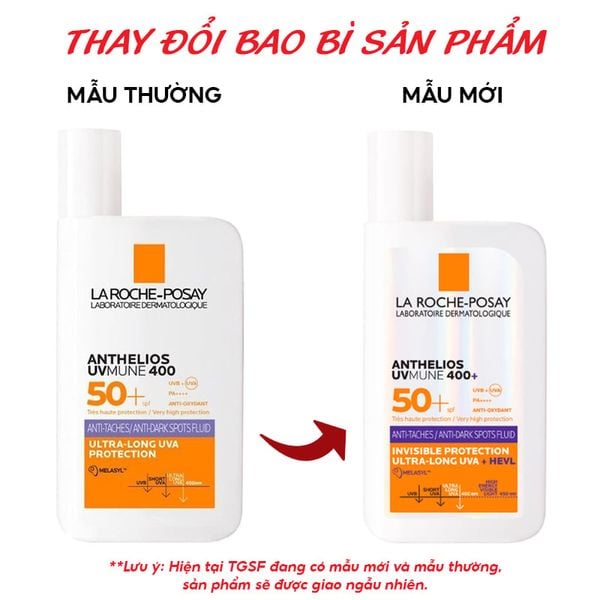  Sữa Chống Nắng La Roche-Posay Dưỡng Sáng DaAnthelios UVmune 400 + Anti-Dark Spots Fluid Invisible Protection Ultra-Long UVA + Hevl 50ml 