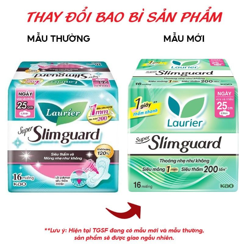 Băng Vệ Sinh Siêu Mỏng Bảo Vệ Lauríer Super Slimguard 25cm (Che tên sản phẩm khi giao hàng)