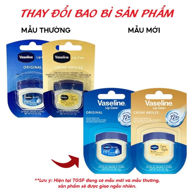 Sáp Dưỡng Môi Vaseline Cấp Ẩm, Mềm Mịn Lip Care 7g