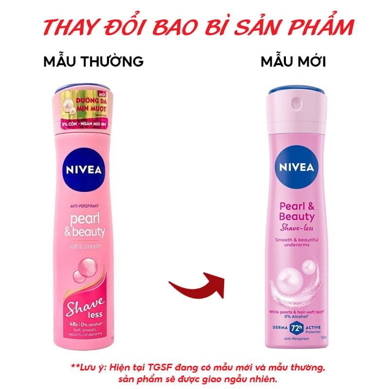 Xịt Ngăn Mùi Nivea Ngọc Trai, Hỗ Trợ Dưỡng Da Sáng Mịn Anti-Perspirant Pearl & Beauty Soft Smooth Shaveless 150ml
