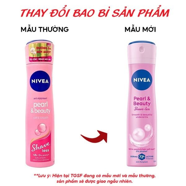  Xịt Ngăn Mùi Nivea Ngọc Trai, Hỗ Trợ Dưỡng Da Sáng Mịn Anti-Perspirant Pearl & Beauty Soft Smooth Shaveless 150ml 
