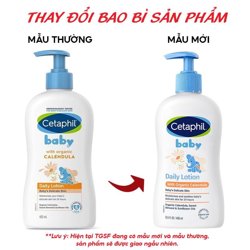 Sữa Dưỡng Da Trẻ Em Cetaphil Baby Daily Lotion With Organic Calendula 400ml  (date 02/2027)