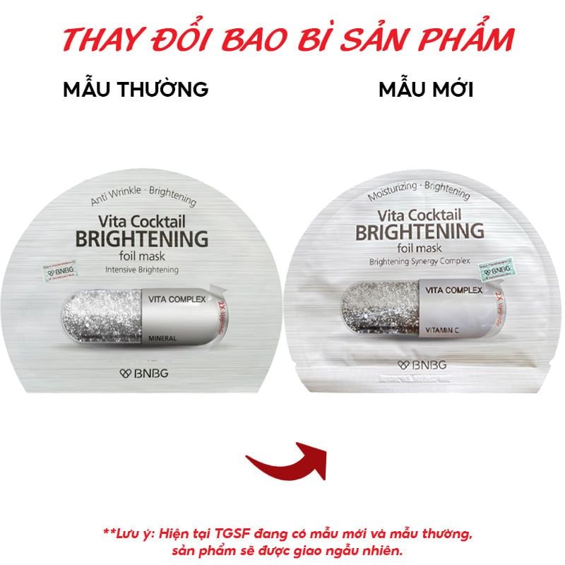 Mặt Nạ Lá Nguyên Khối BNBG Hỗ Trợ Dưỡng Trắng, Cấp Ẩm Vita Cocktail Foil Mask 30ml