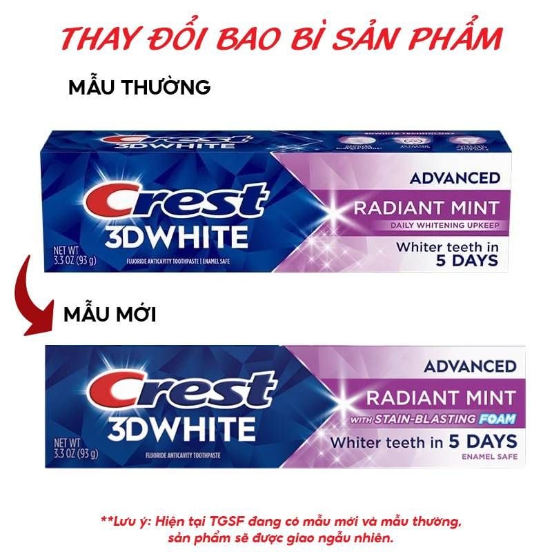 Kem Đánh Răng Crest Làm Trắng Răng, Sạch Mảng Bám 3D White Advanced Toothpaste