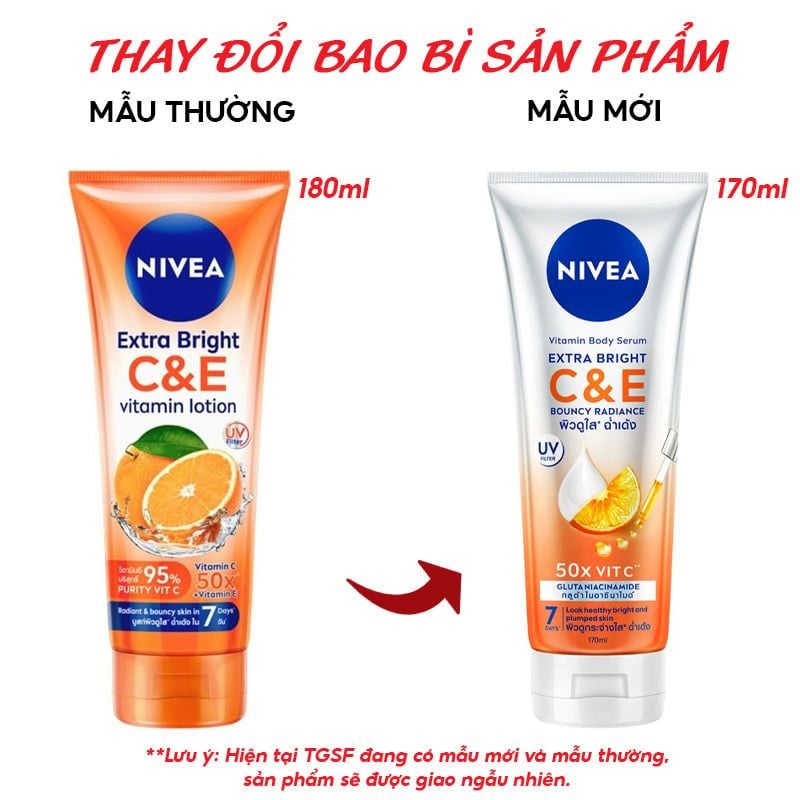 Sữa Dưỡng Thể Nivea Giúp Da Căng Mượt, Hỗ Trợ Trắng Da Extra Bright Vitamin Lotion C&E