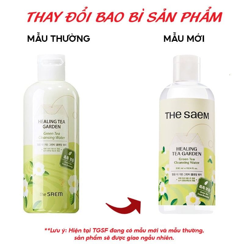 Nước Tẩy Trang The Saem Chiết Xuất Từ Các Loại Lá Trà Healing Tea Garden Cleansing Water 300ml