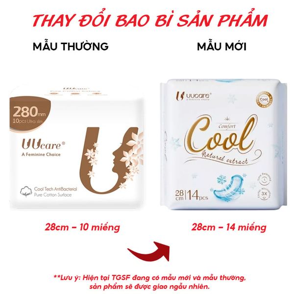  Băng Vệ Sinh UUcare Kháng Khuẩn Ngày Và Đêm Cool Tech 28cm (Che tên sản phẩm khi giao hàng) 