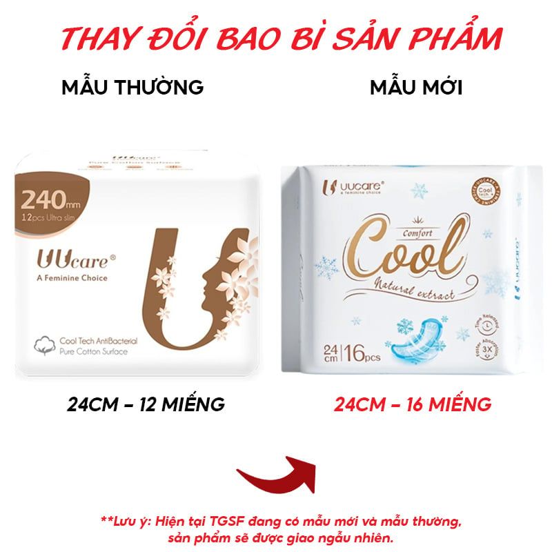 Băng Vệ Sinh UUcare Kháng Khuẩn Ban Ngày Cool Tech 24cm (Che tên sản phẩm khi giao hàng)
