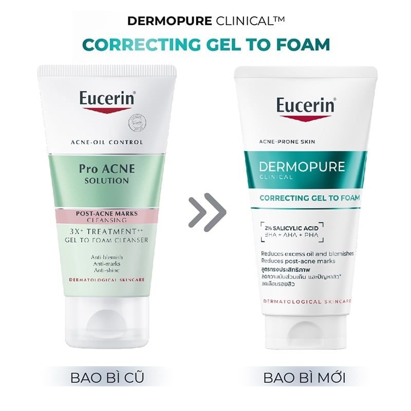 Gel Rửa Mặt Cho Da Dầu Mụn Eucerin Dermopure Clinical Correcting Gel To Foam
