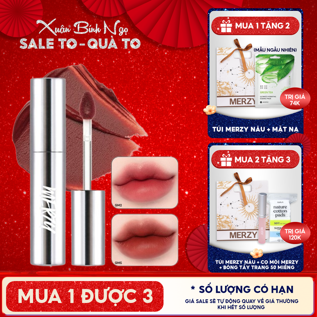 [Merzy Glam Vỏ Bạc] Son Kem Lì Mềm Mịn, Lâu Trôi Merzy The Glam Mellow Tint 4g