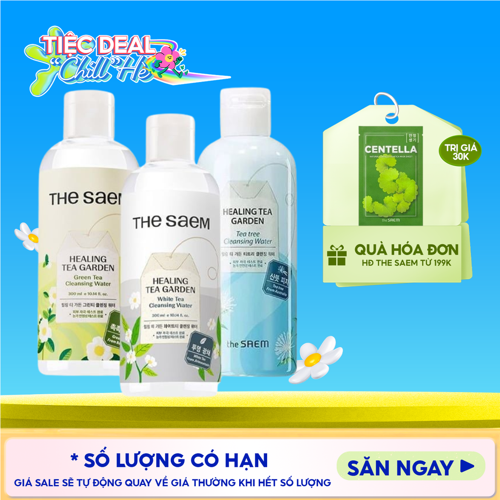 Nước Tẩy Trang The Saem Chiết Xuất Từ Các Loại Lá Trà Healing Tea Garden Cleansing Water 300ml