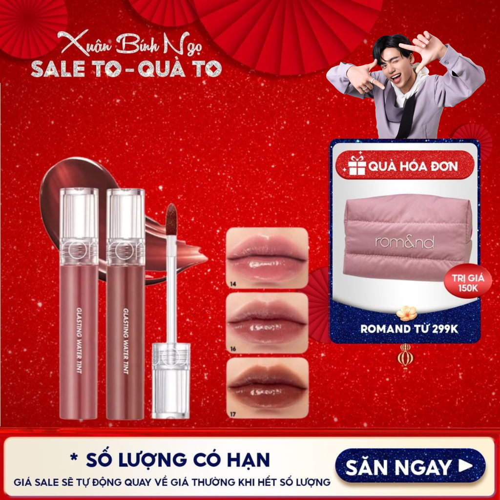 [Màu 1-17] Son Tint Nước Romand Siêu Lì, Lâu Trôi Glasting Water Tint 4g
