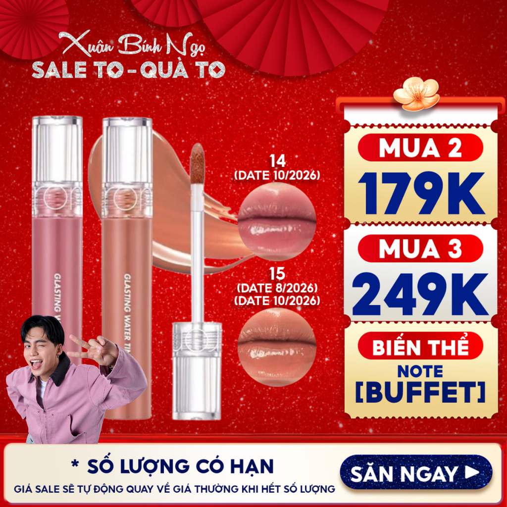 [Màu 1-17] Son Tint Nước Romand Siêu Lì, Lâu Trôi Glasting Water Tint 4g