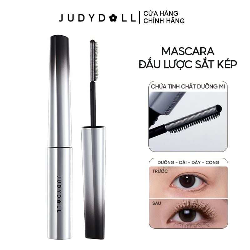 Mascara Judydoll Đầu Lược Sắt Giúp Mi Siêu Tơi, Cong Dài Feather Lash Iron Mascara 01 Black 3g