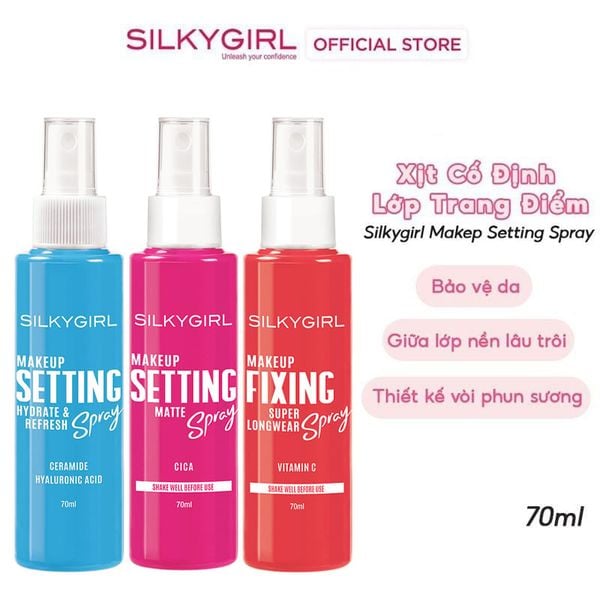 Xịt Cố Định Lớp Trang Điểm Silkygirl Cấp Ẩm, Kiềm Dầu, Bảo vệ Da Makep Setting Spray 70ml 
