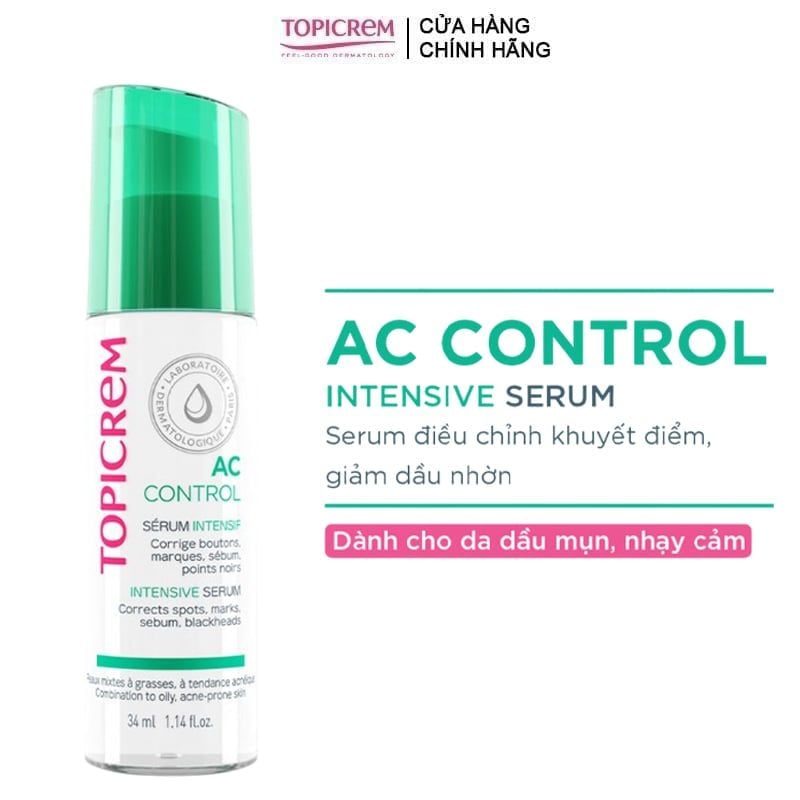 Serum Hỗ Trợ Giảm Mụn, Giảm Bóng Nhờn Cho Da Dầu Mụn Topicrem Ac Control Intensive Serum 34ml