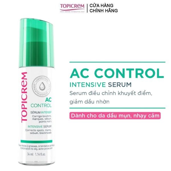  Serum Hỗ Trợ Giảm Mụn, Giảm Bóng Nhờn Cho Da Dầu Mụn Topicrem Ac Control Intensive Serum 34ml 