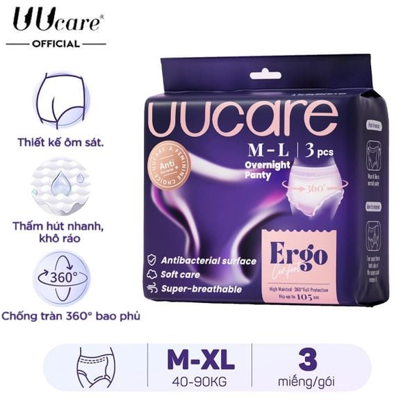  Băng Vệ Sinh Quần UUcare Công Thái Học Ban Đêm Kháng Khuẩn Sanitary Panties - 3 miếng (Che tên sản phẩm khi giao hàng) 