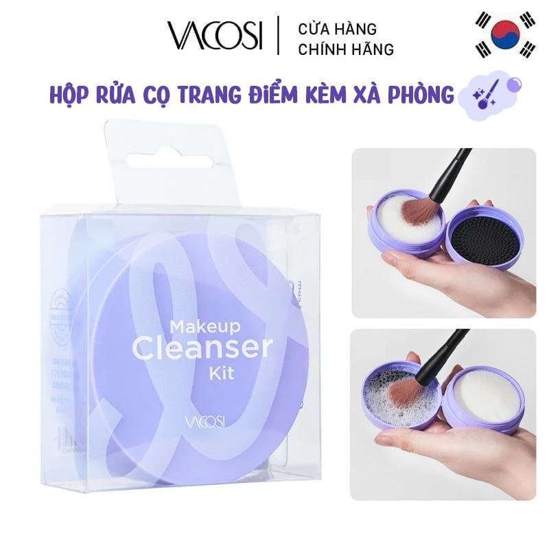 Hộp Rửa Cọ Trang Điểm Kèm Xà Phòng Vacosi Makeup Cleanser Kit - DC14