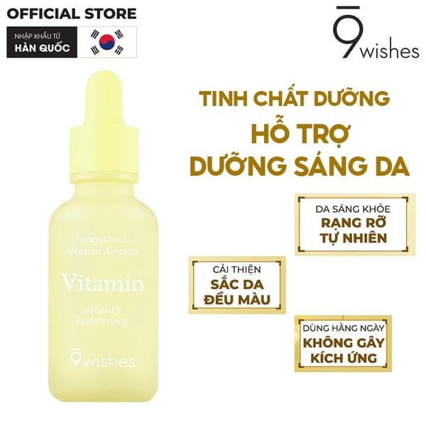 Serum Hỗ Trợ Dưỡng Sáng Da 9 Wishes Tangerine C Vitamin Ampule 30ml 