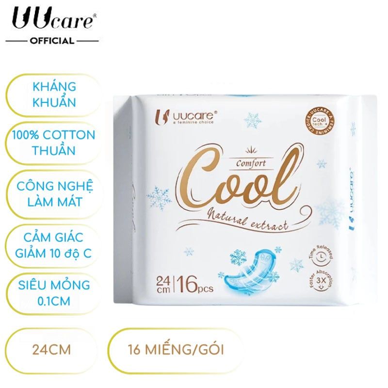 Băng Vệ Sinh UUcare Kháng Khuẩn Ban Ngày Cool Tech 24cm (Che tên sản phẩm khi giao hàng)