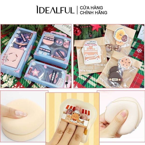  Bông Mút Trang Điểm Tán Nền, Tán Cushion Tiện Lợi Idealful Makeup Foundation Puff 