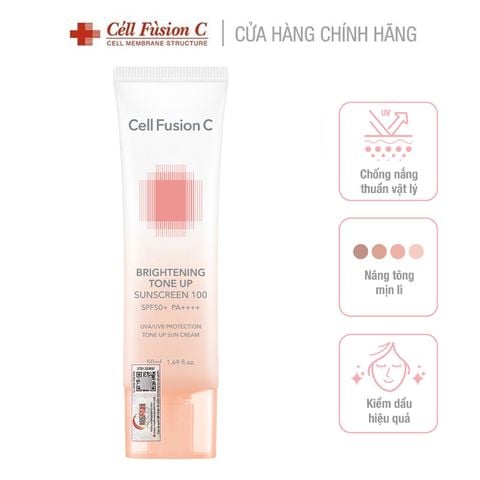 Kem Chống Nắng Cell Fusion C Nâng Tông Ráo Mịn Kiềm Dầu Brightening Tone Up Sunscreen 100 Spf50+ Pa ++++ 50ml
