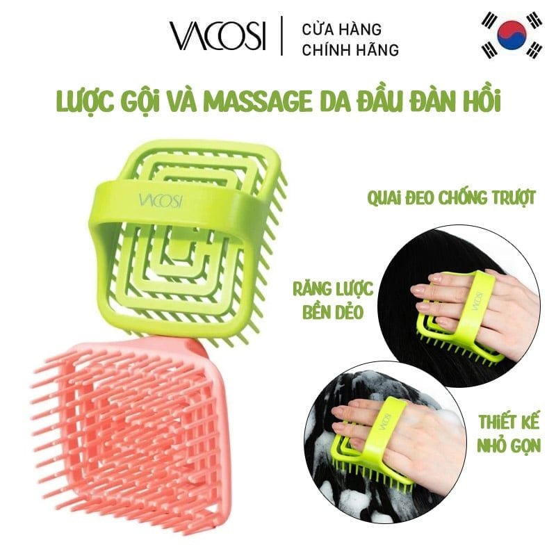 Lược Gội và Massage Da Đầu Đàn Hồi Vacosi Detangling Shampoo Brush