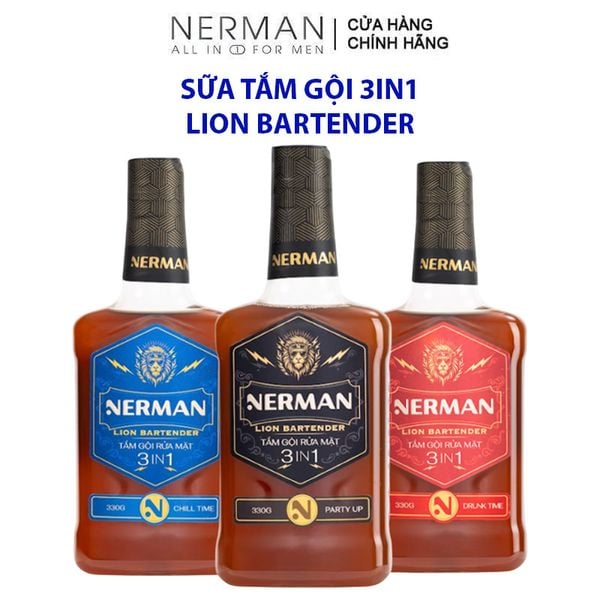  Sữa Tắm Gội Rửa Mặt 3in1 Nerman Lion Bartender 3In1 Hair & Body Wash 330g 