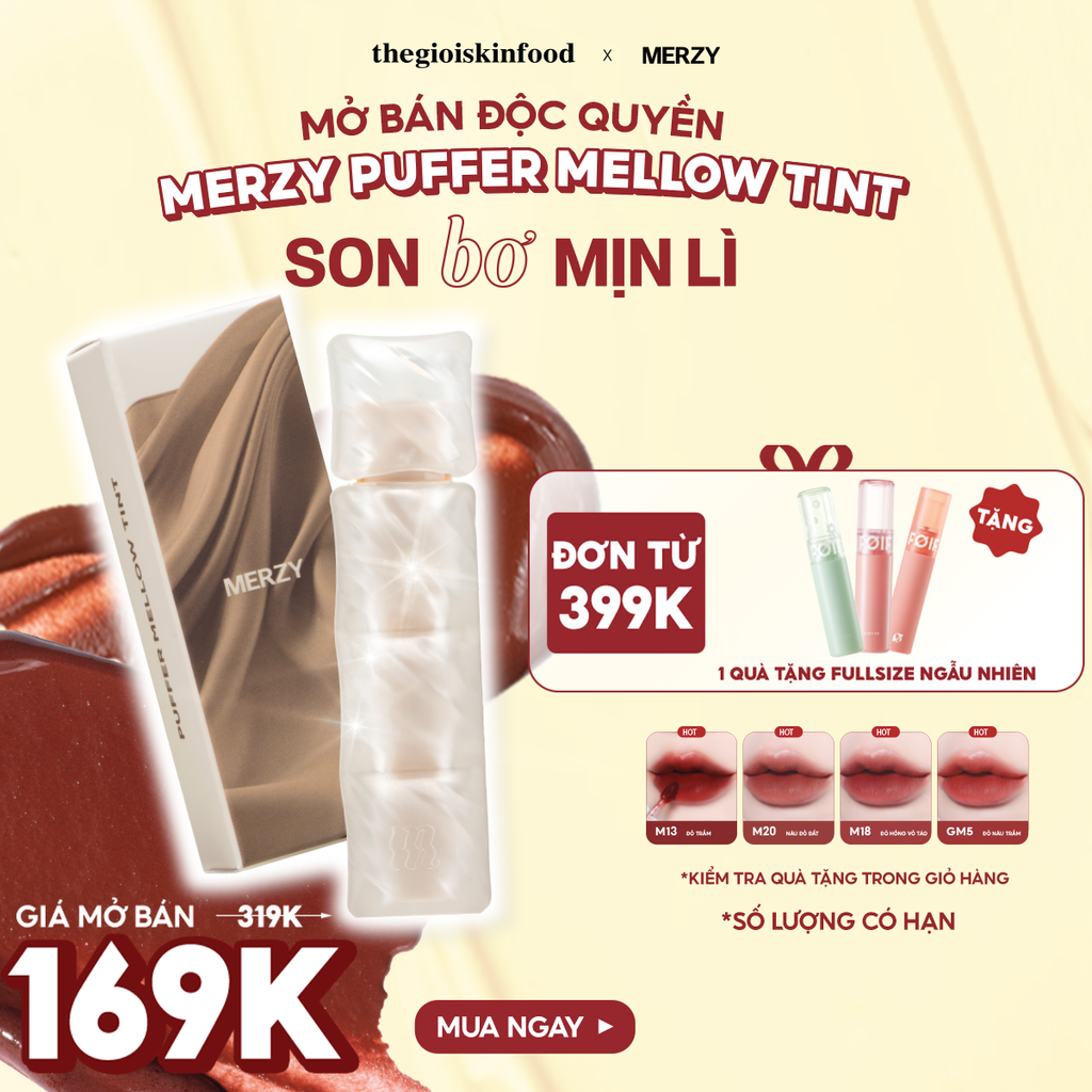 [NEW] Son Phao Kem Lì Mềm Mịn Như Bơ, Lâu Trôi Merzy Puffer Mellow Tint 3.7g