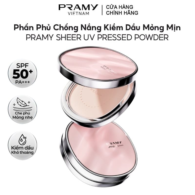 Phấn Phủ Pramy Chống Nắng Kiềm Dầu Mỏng Mịn Sheer Uv Pressed Powder SPF50+ PA++++ 7g
