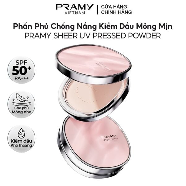  Phấn Phủ Pramy Chống Nắng Kiềm Dầu Mỏng Mịn Sheer Uv Pressed Powder SPF50+ PA++++ 7g 