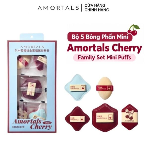  Bộ 5 Bông Phấn Mini Amortals Cherry Family Set Mini Puffs 5pcs 