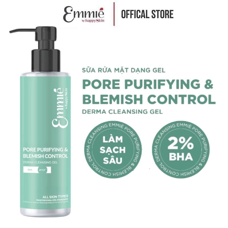 Gel Rửa Mặt Emmié By HappySkin Sạch Sâu Và Kiểm Soát Mụn Pore Purifying & Blemish Control Dermal Cleansing Gel 180ml
