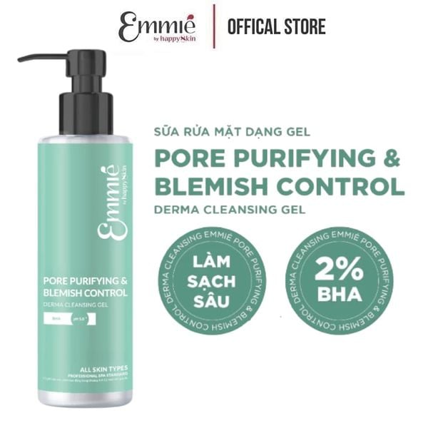  Gel Rửa Mặt Emmié By HappySkin Sạch Sâu Và Kiểm Soát Mụn Pore Purifying & Blemish Control Dermal Cleansing Gel 180ml 
