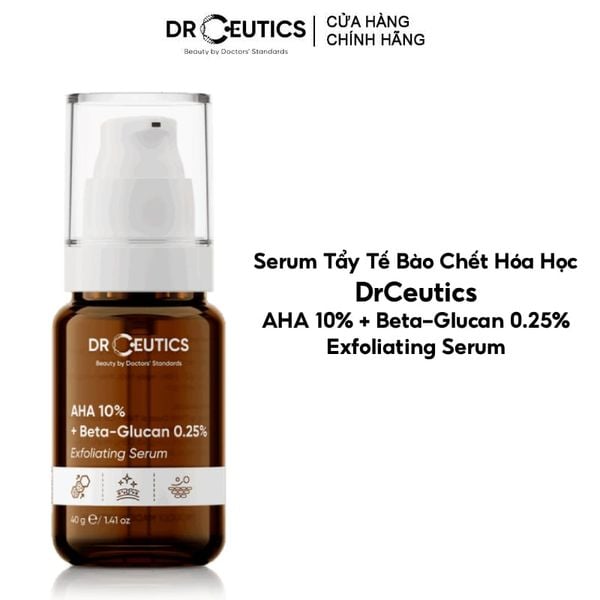  Serum Tẩy Tế Bào Chết Hóa Học DrCeutics AHA 10% + Beta-Glucan 0.25% Exfoliating Serum 40g 