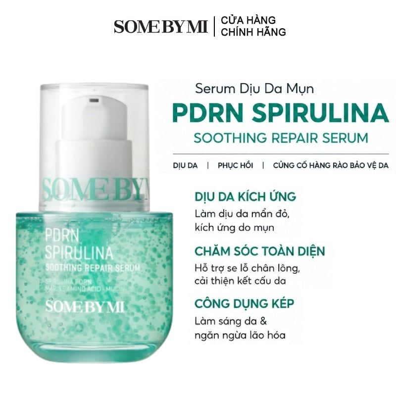 Serum Some By Mi Làm Dịu Da Mụn, Hỗ Trợ Phục Hồi PDRN Spirulina Soothing Repair Serum 50ml
