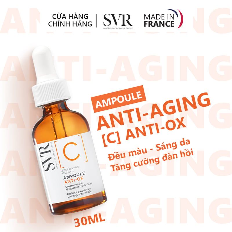Serum SVR Hỗ Trợ Dưỡng Sáng Da [C] Ampoule Anti-Ox 30ml + Sữa Rửa Mặt SVR Physiopure Gelée Moussante 200ml