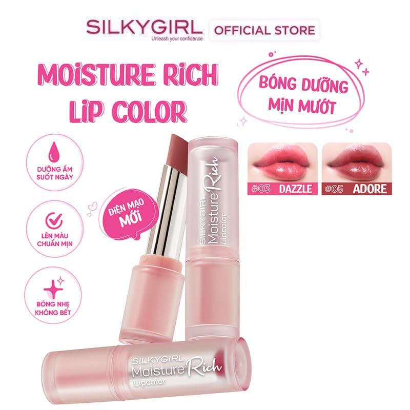 Son Bóng Dưỡng Môi Silkygirl Moisture Rich Lipcolor 3g