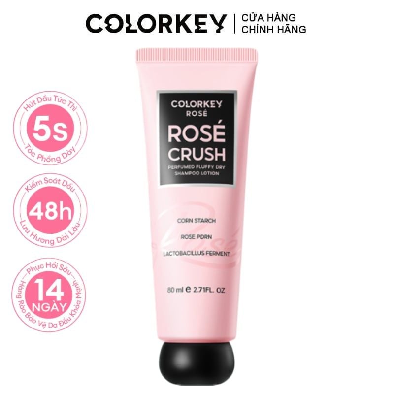 Dầu Gội Khô Colorkey Hỗ Trợ Phồng Tóc Hương Nước Hoa Rosé Rosé Crush Perfumed Fluffy Dry Shampoo Lotion 80ml