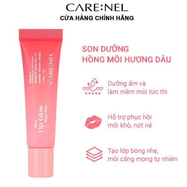  Son Dưỡng Carenel Hồng Môi Hương Dâu Berry Lip Glow Repair Balm 10g #Berry 