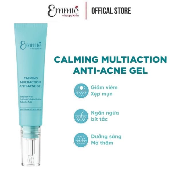  Gel Chấm Mụn Emmié by Happyskin Làm Dịu Da Cải Thiện Mụn Calming Multiaction Anti-Acne Gel 12ml 