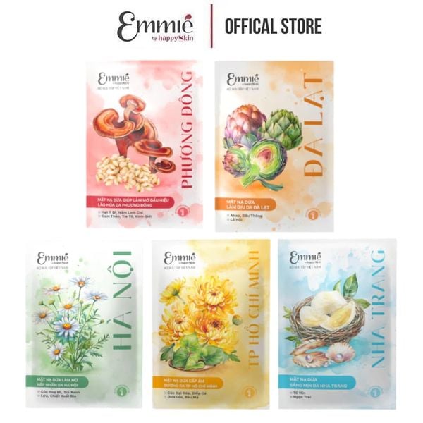  Mặt Nạ Phôi Dừa Emmié By Happyskin Giúp Cấp Ẩm, Làm Mềm Da Bio-Cellulose Beauty Mask 25g 