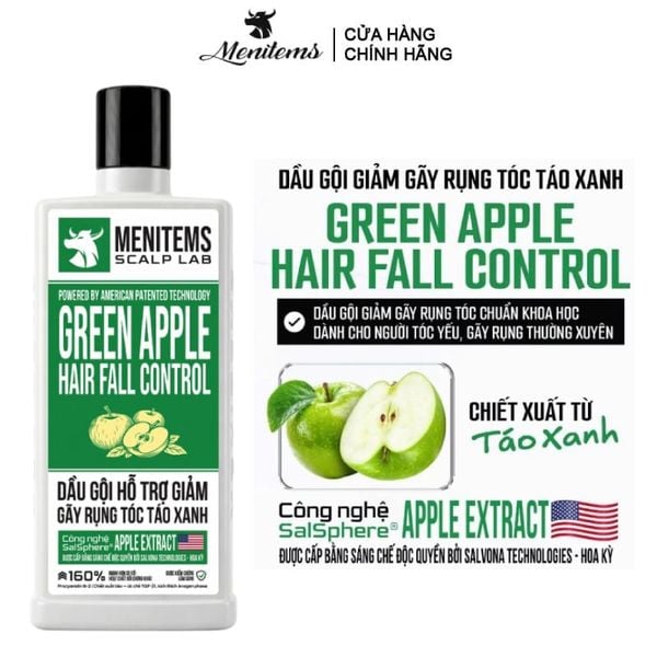  Dầu Gội Menitems Hỗ Trợ Giảm Rụng Tóc Táo Xanh Green Apple Hair Fall Control 300ml 
